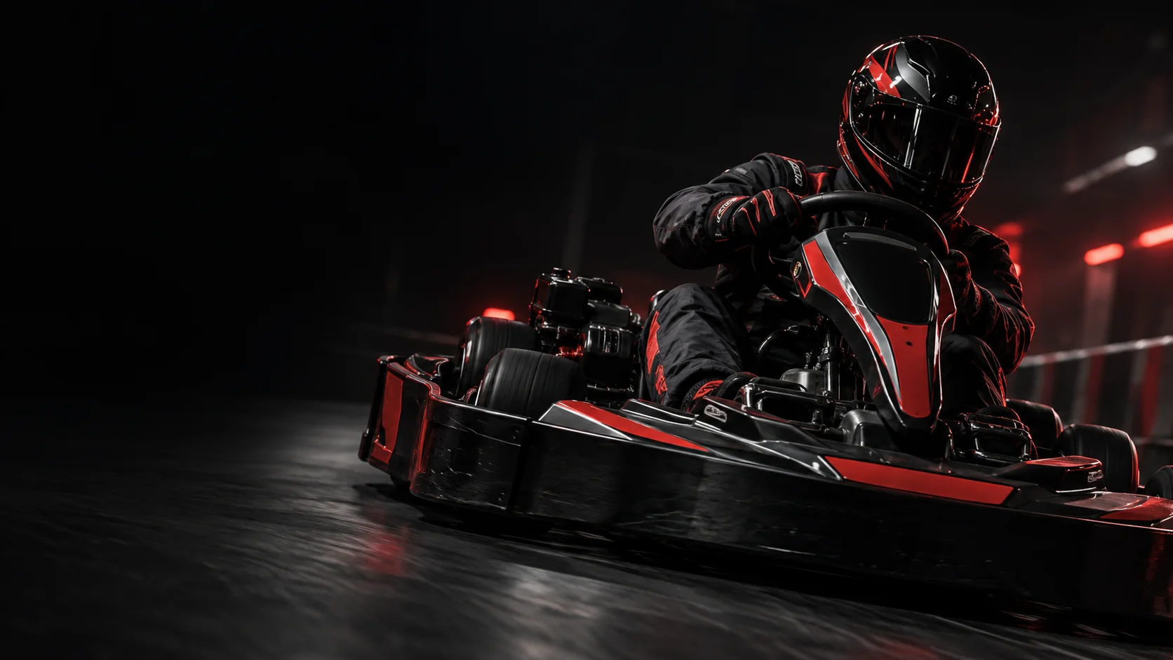 Illustration of karts on a track, Cobra Karting Amay.